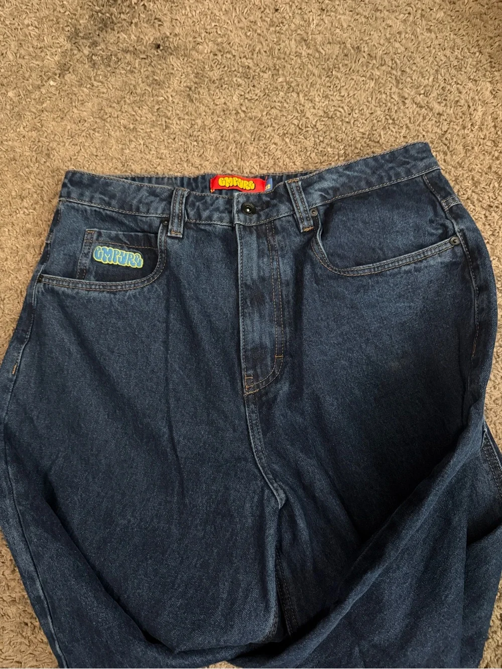 Empyre Men's Dark Blue Baggy Denim Jeans
